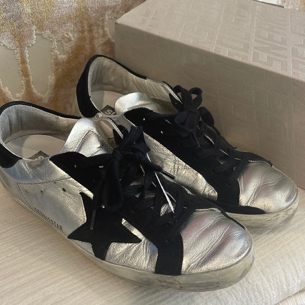 Like New Golden Goose Superstar classic with List Silver/Black 38.